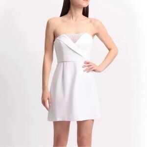 BCBGMaxAzria Madelaine Bustier Strapless Mini Dress in White Size 0